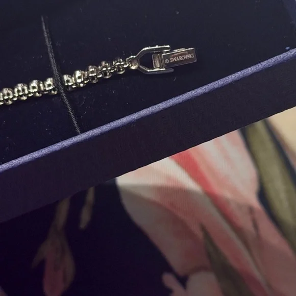 Swarovski Silver Matrix Tennis Bracelet Round Cut Rhodium Plated - Picture 4 of 5